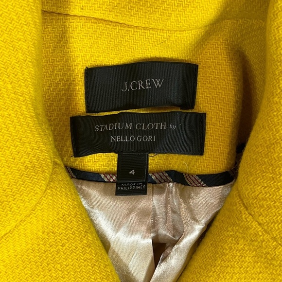 J. Crew Size 4 Stadium Cloth Nello Gori Yellow Majesty Wool Pea Coat Jacket EUC - Picture 3 of 13